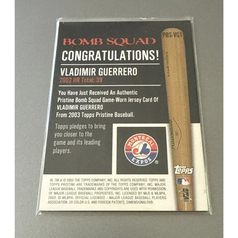 2003 Topps Pristine - Bomb Squad Vladimir Guerrero #PBS-VG1 (MEM)